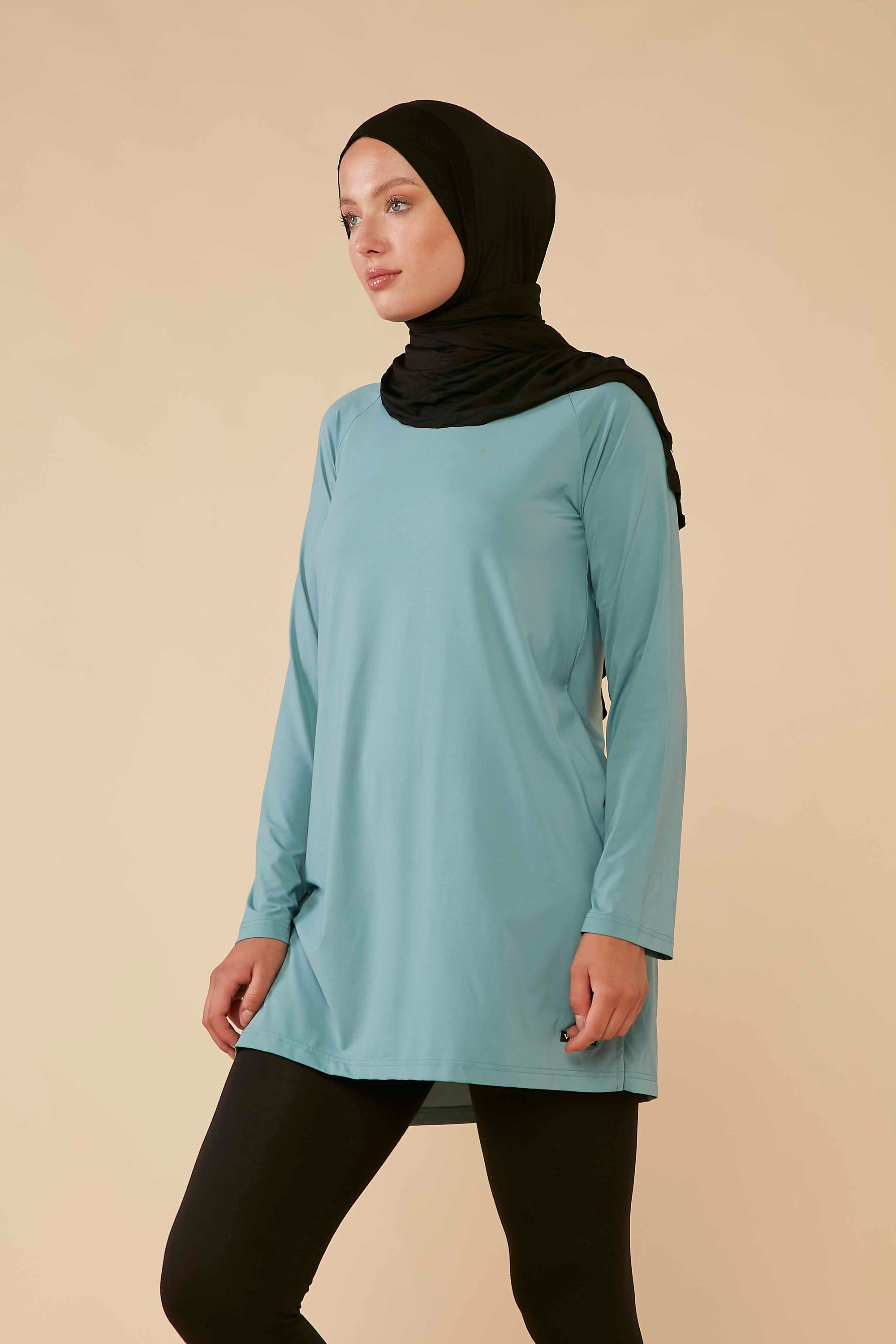 Isabella Modest Athletic Top - color Aqua blue